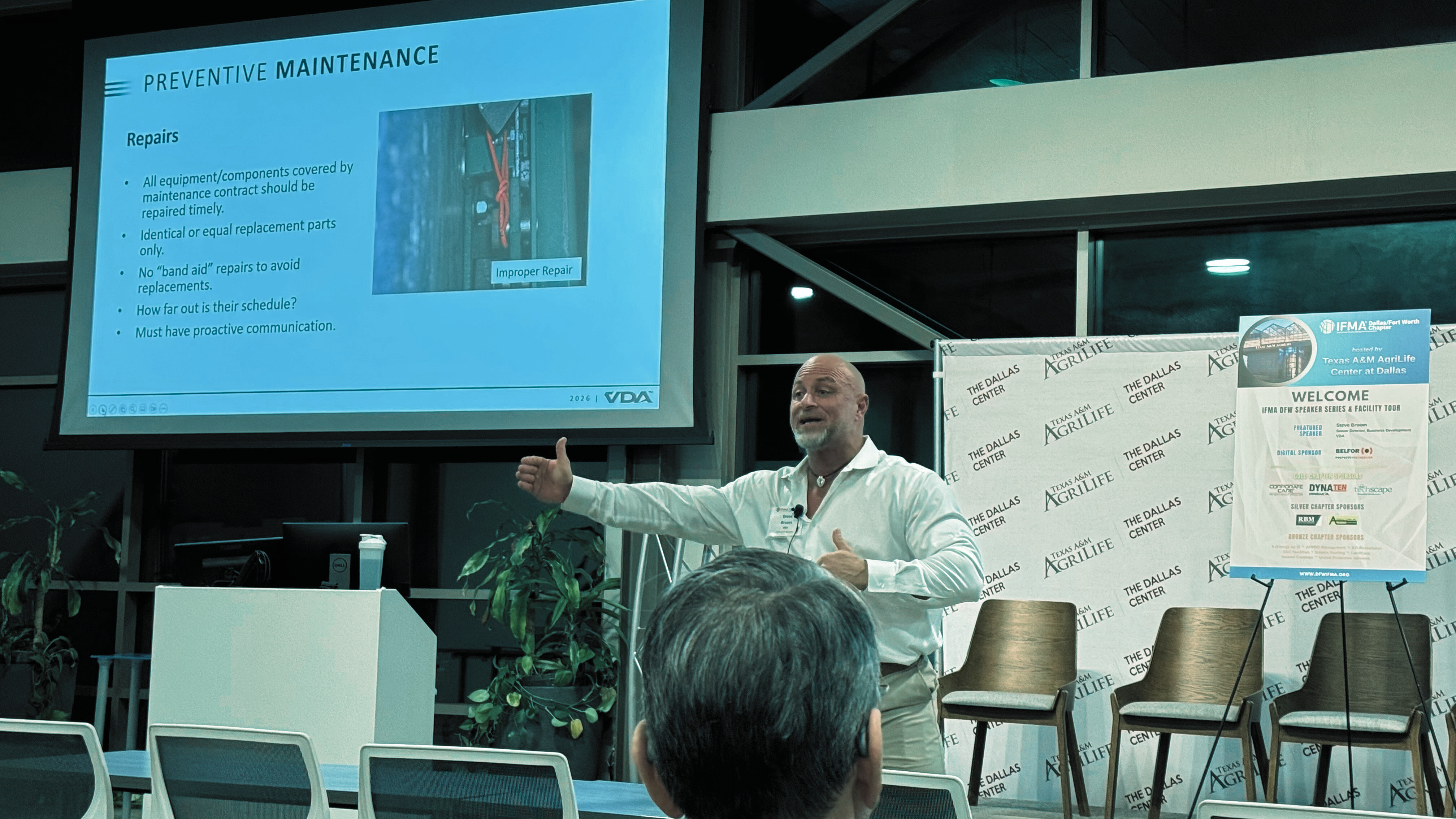 VDA senior director Steve Broom presents on managing elevators and escalators at properties.